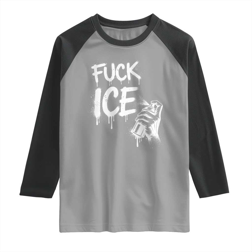 Fck Ice Raglan Shirt Vintage Graffiti No Human is Illegal TS10 Sport Gray Black Print Your Wear