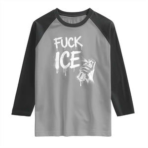Fck Ice Raglan Shirt Vintage Graffiti No Human is Illegal TS10 Sport Gray Black Print Your Wear