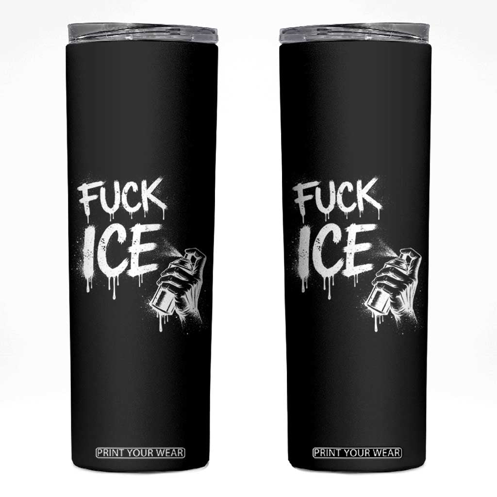 Fck Ice Skinny Tumbler Vintage Graffiti No Human is Illegal TS10 Black Print Your Wear