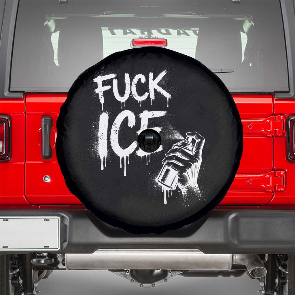 Fck Ice Spare Tire Cover Vintage Graffiti No Human is Illegal TS10 Black Print Your Wear