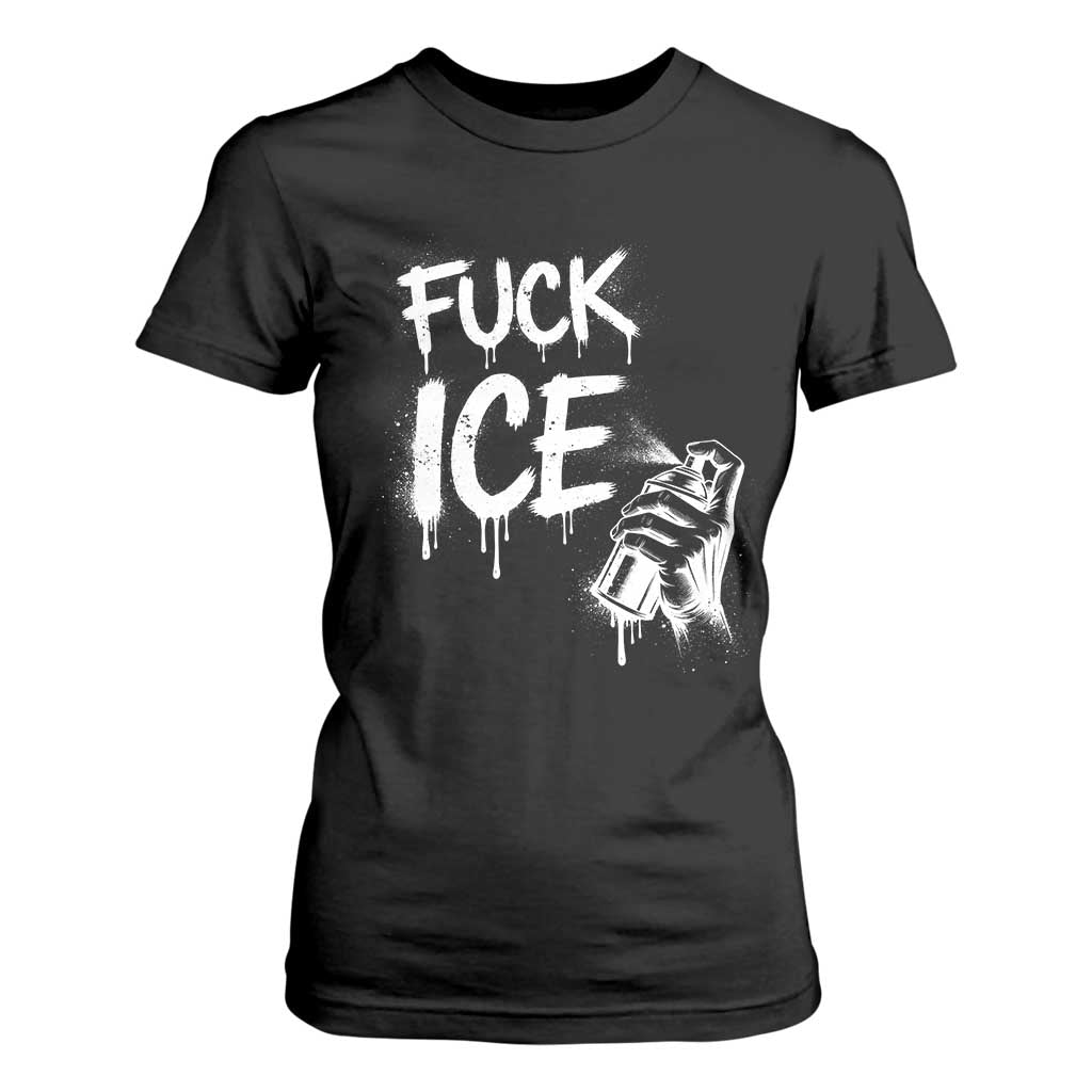 Fck Ice T Shirt For Women Vintage Graffiti No Human is Illegal TS10 Black Print Your Wear