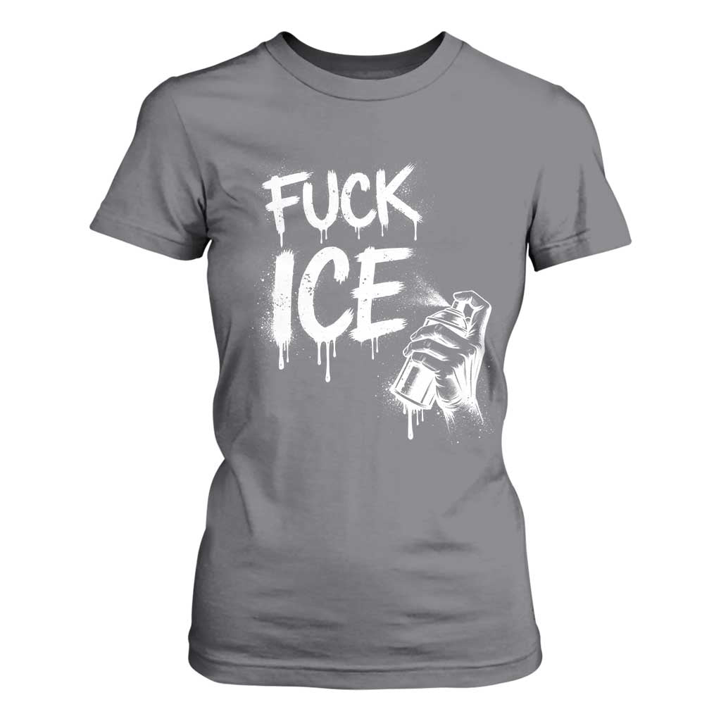 Fck Ice T Shirt For Women Vintage Graffiti No Human is Illegal TS10 Charcoal Print Your Wear