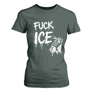 Fck Ice T Shirt For Women Vintage Graffiti No Human is Illegal TS10 Dark Forest Green Print Your Wear