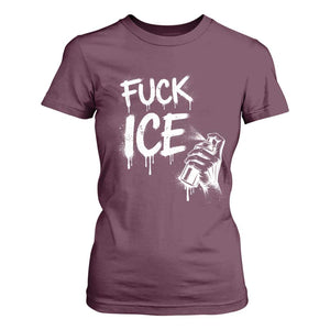 Fck Ice T Shirt For Women Vintage Graffiti No Human is Illegal TS10 Maroon Print Your Wear