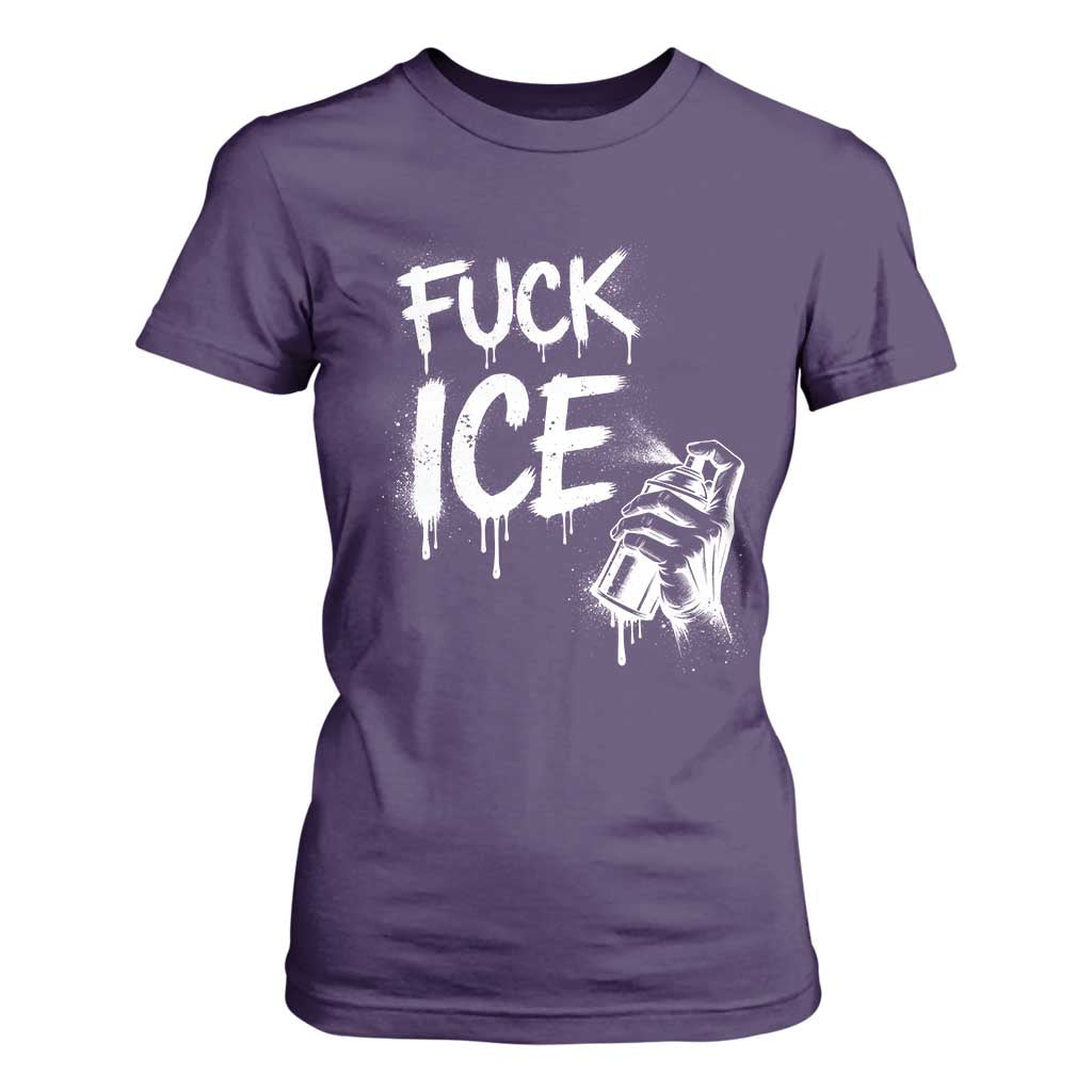 Fck Ice T Shirt For Women Vintage Graffiti No Human is Illegal TS10 Purple Print Your Wear
