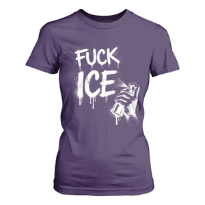 Fck Ice T Shirt For Women Vintage Graffiti No Human is Illegal TS10 Purple Print Your Wear