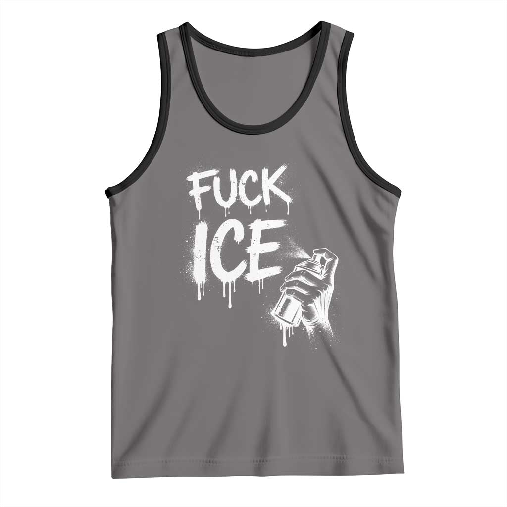 Fck Ice Tank Top Vintage Graffiti No Human is Illegal TS10 Deep Heather Black Print Your Wear