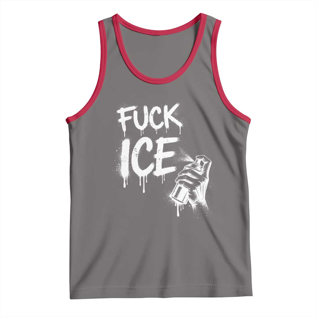 Fck Ice Tank Top Vintage Graffiti No Human is Illegal TS10 Deep Heather Red Print Your Wear