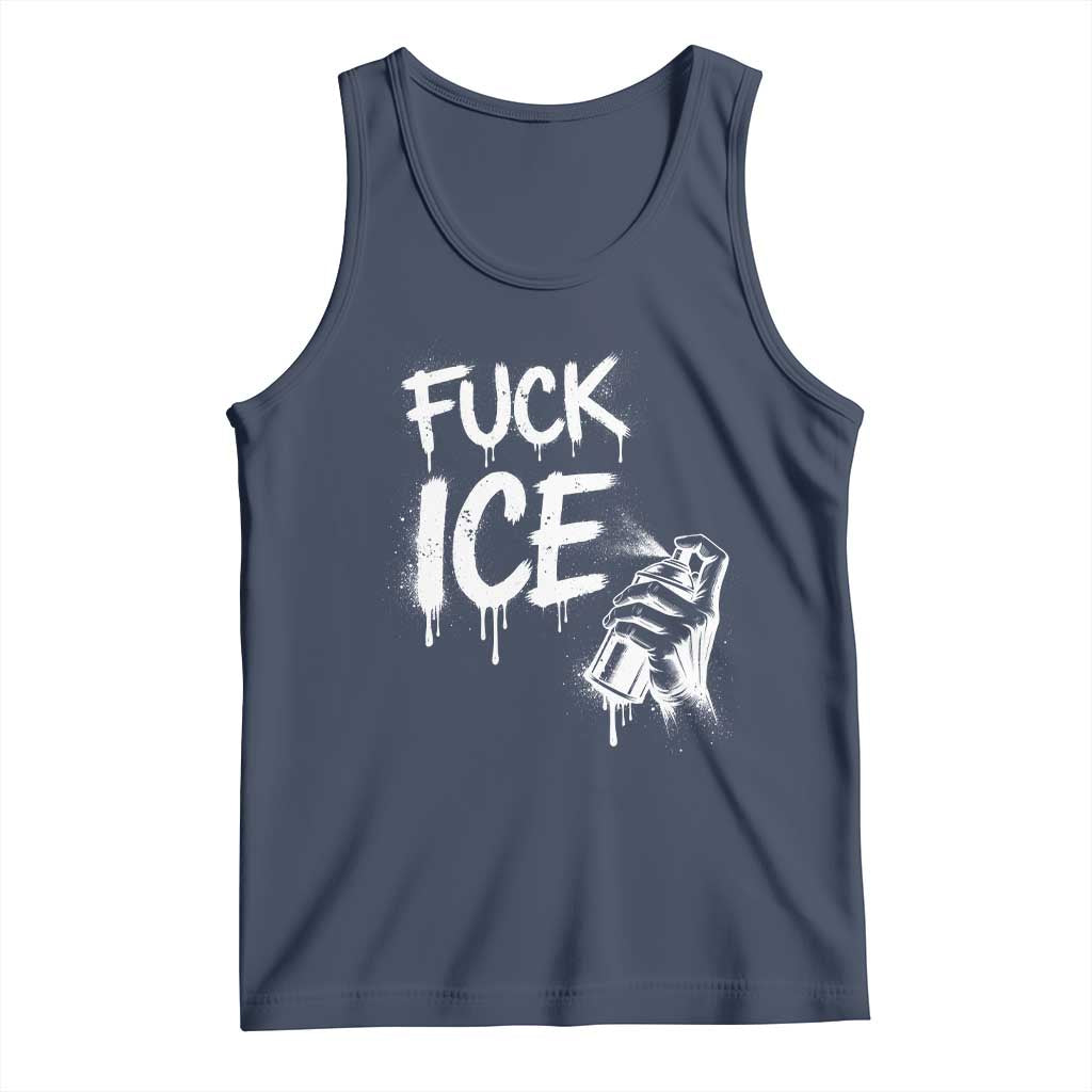 Fck Ice Tank Top Vintage Graffiti No Human is Illegal TS10 Navy Print Your Wear