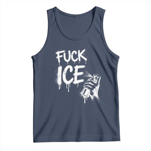 Fck Ice Tank Top Vintage Graffiti No Human is Illegal TS10 Navy Print Your Wear