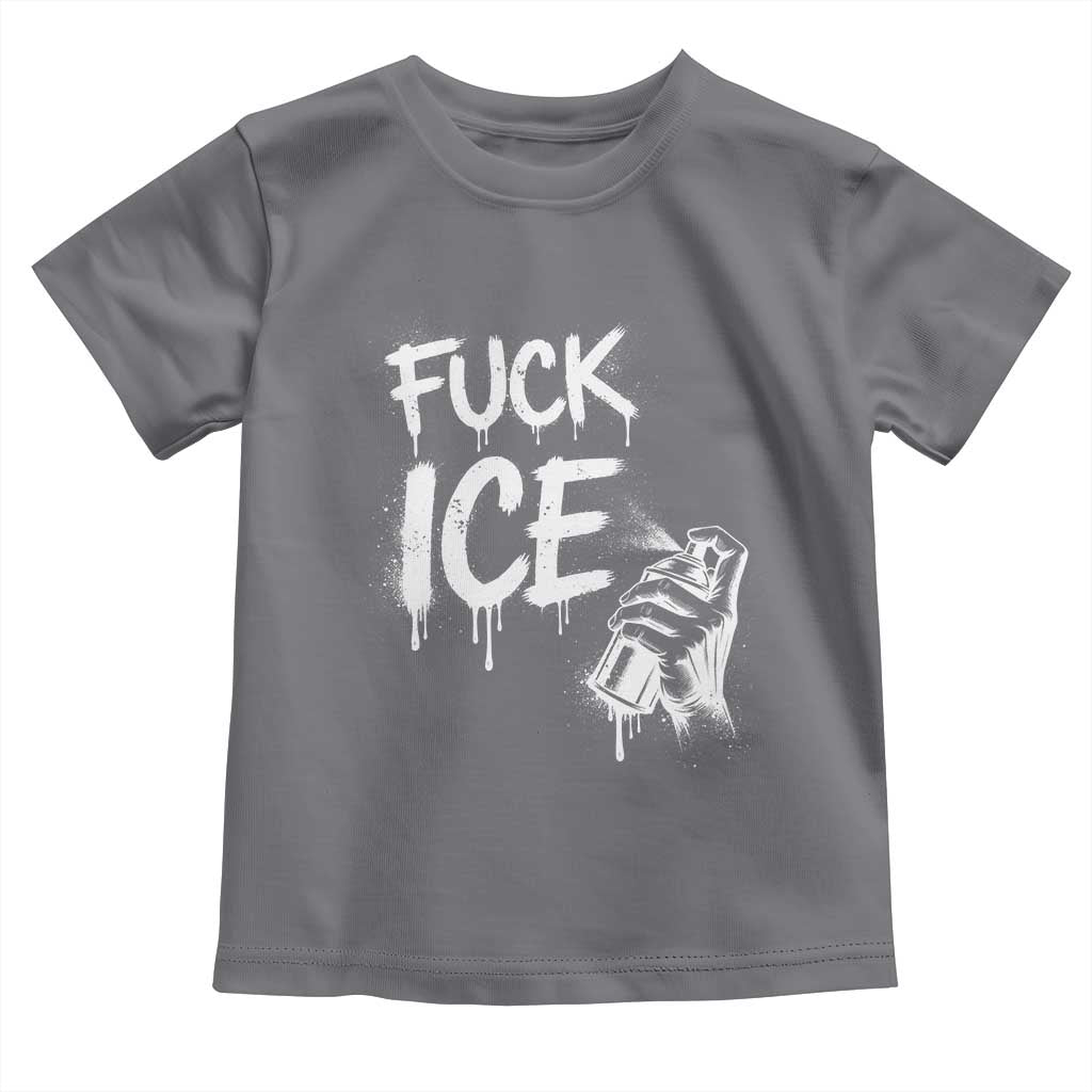 Fck Ice Toddler T Shirt Vintage Graffiti No Human is Illegal TS10 Charcoal Print Your Wear