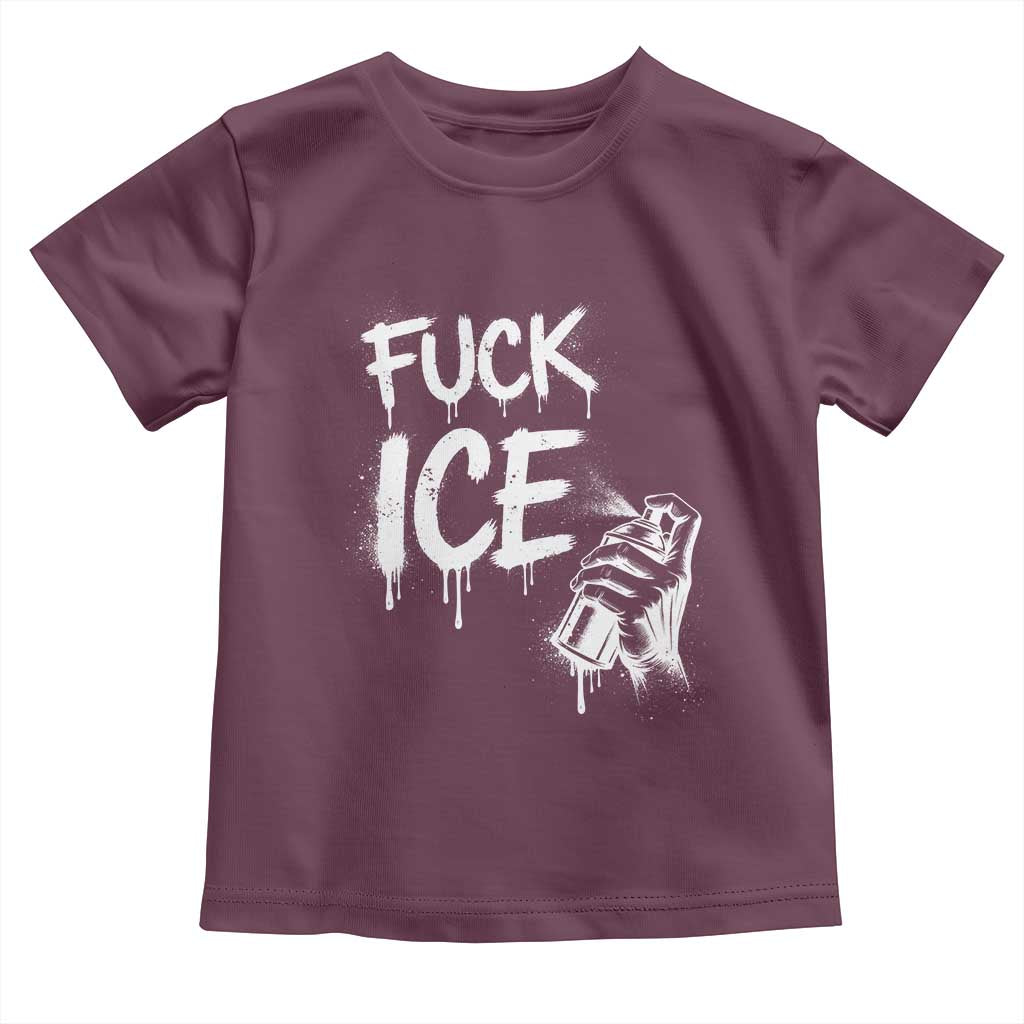 Fck Ice Toddler T Shirt Vintage Graffiti No Human is Illegal TS10 Maroon Print Your Wear