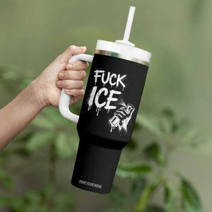 Fck Ice Tumbler With Handle Vintage Graffiti No Human is Illegal TS10 Print Your Wear