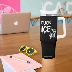 Fck Ice Tumbler With Handle Vintage Graffiti No Human is Illegal TS10 Print Your Wear