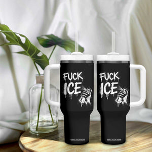 Fck Ice Tumbler With Handle Vintage Graffiti No Human is Illegal TS10 Print Your Wear