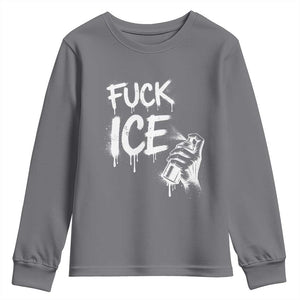 Fck Ice Youth Sweatshirt Vintage Graffiti No Human is Illegal TS10 Charcoal Print Your Wear
