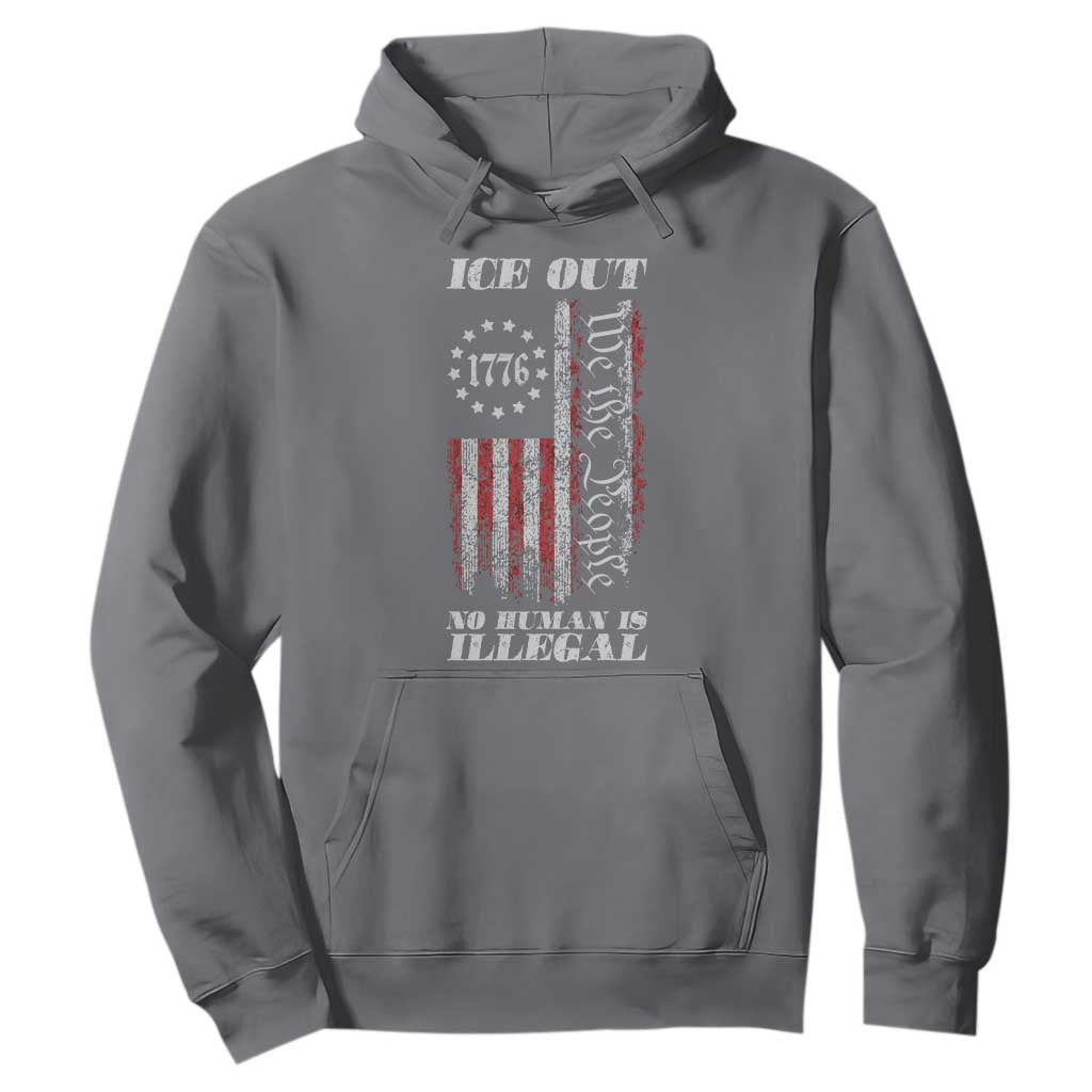 Ice Out No Human Is Illegal Hoodie Vintage Old 1776 US Flag TS10 Charcoal Print Your Wear