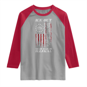 Ice Out No Human Is Illegal Raglan Shirt Vintage Old 1776 US Flag TS10 Sport Gray Red Print Your Wear