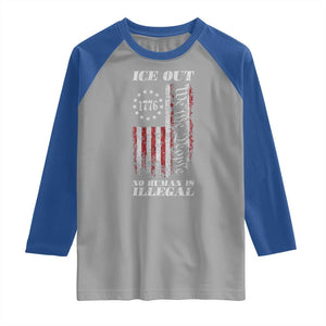 Ice Out No Human Is Illegal Raglan Shirt Vintage Old 1776 US Flag TS10 Sport Gray Royal Print Your Wear