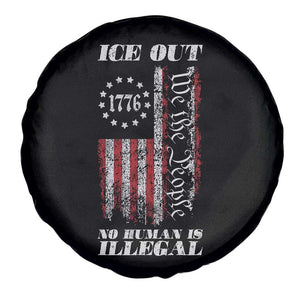 Ice Out No Human Is Illegal Spare Tire Cover Vintage Old 1776 US Flag TS10 Print Your Wear