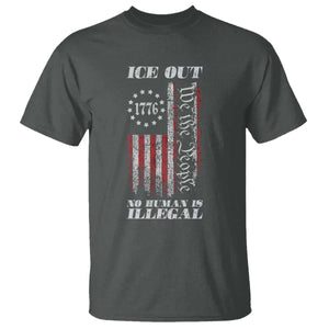 Ice Out No Human Is Illegal T Shirt Vintage Old 1776 US Flag TS10 Dark Heather Print Your Wear