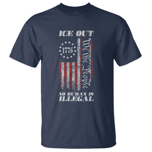 Ice Out No Human Is Illegal T Shirt Vintage Old 1776 US Flag TS10 Navy Print Your Wear