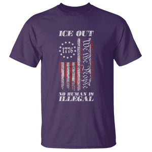 Ice Out No Human Is Illegal T Shirt Vintage Old 1776 US Flag TS10 Purple Print Your Wear