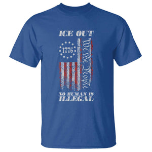 Ice Out No Human Is Illegal T Shirt Vintage Old 1776 US Flag TS10 Royal Blue Print Your Wear