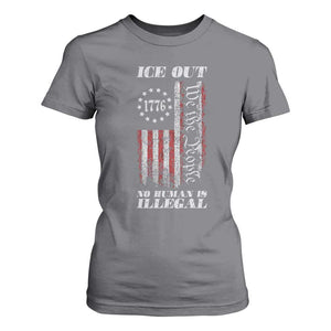 Ice Out No Human Is Illegal T Shirt For Women Vintage Old 1776 US Flag TS10 Charcoal Print Your Wear