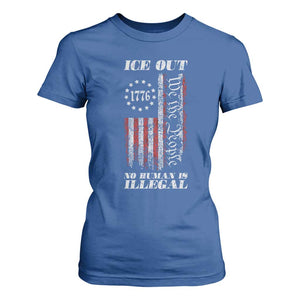Ice Out No Human Is Illegal T Shirt For Women Vintage Old 1776 US Flag TS10 Royal Blue Print Your Wear