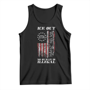 Ice Out No Human Is Illegal Tank Top Vintage Old 1776 US Flag TS10 Black Print Your Wear