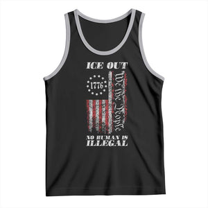 Ice Out No Human Is Illegal Tank Top Vintage Old 1776 US Flag TS10 Black Athletic Heather Print Your Wear