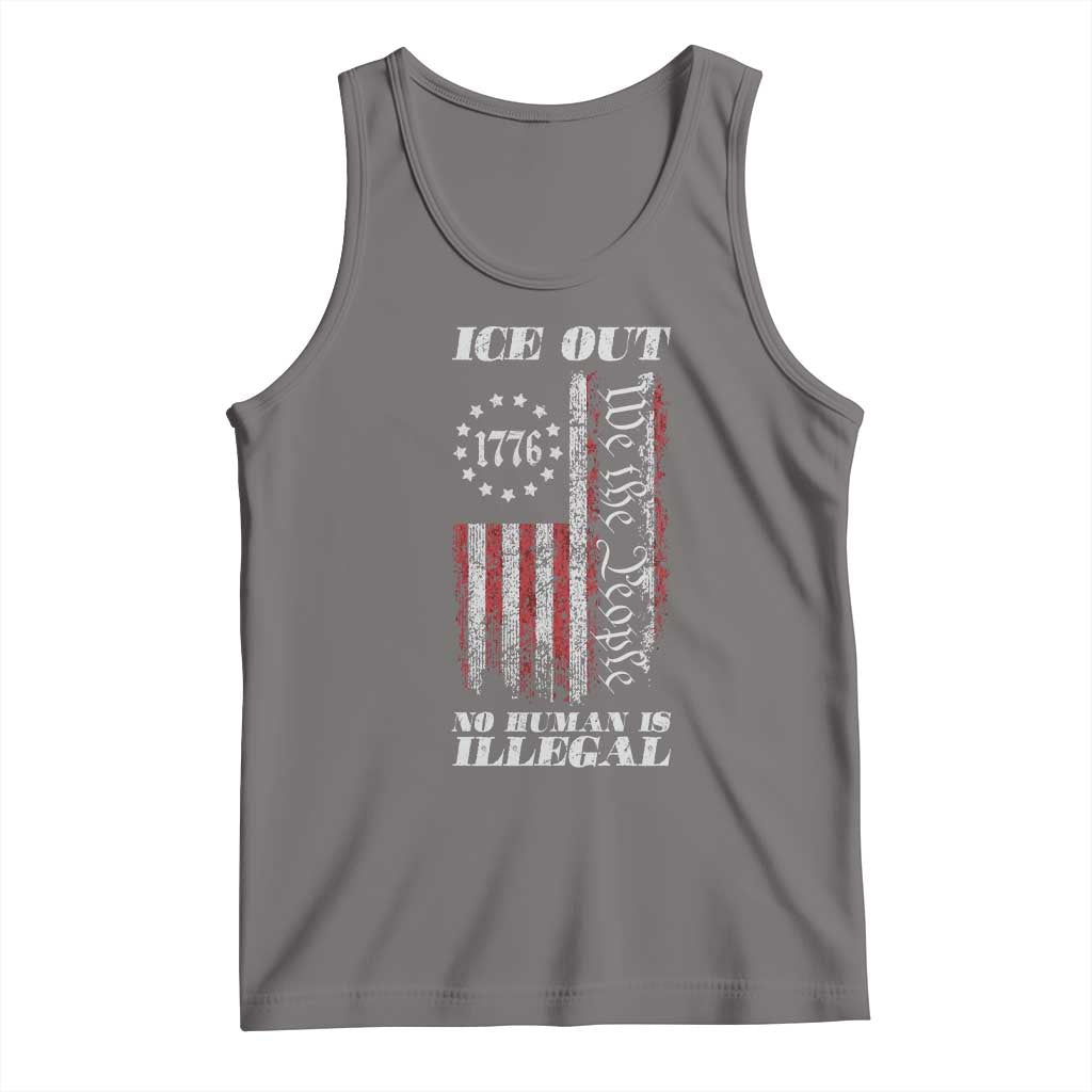 Ice Out No Human Is Illegal Tank Top Vintage Old 1776 US Flag TS10 Deep Heather Print Your Wear