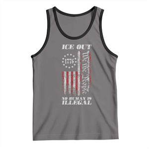 Ice Out No Human Is Illegal Tank Top Vintage Old 1776 US Flag TS10 Deep Heather Black Print Your Wear