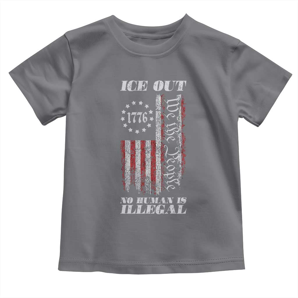 Ice Out No Human Is Illegal Toddler T Shirt Vintage Old 1776 US Flag TS10 Charcoal Print Your Wear