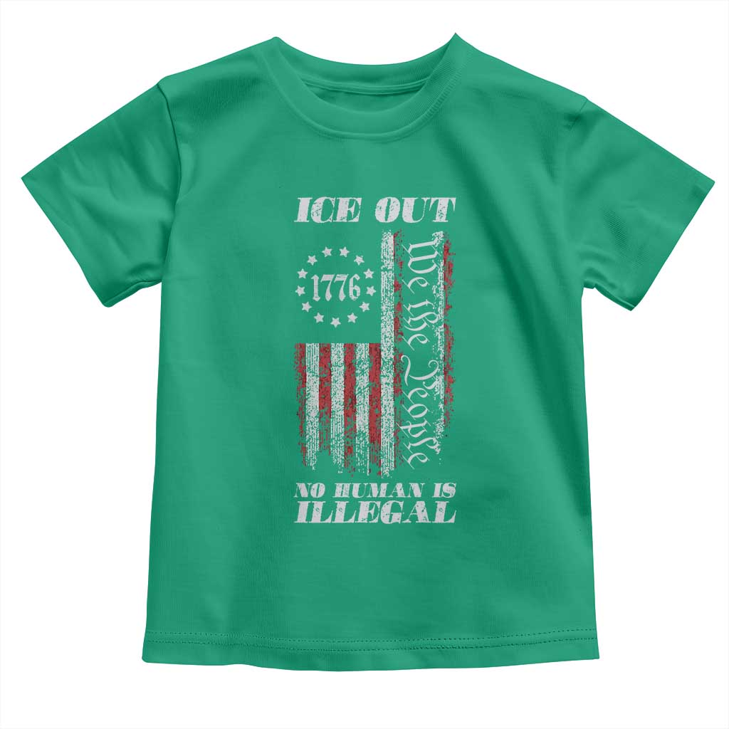 Ice Out No Human Is Illegal Toddler T Shirt Vintage Old 1776 US Flag TS10 Irish Green Print Your Wear