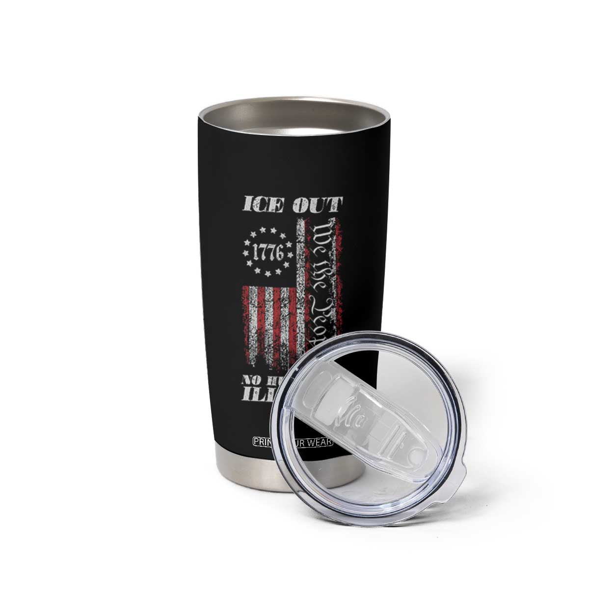 Ice Out No Human Is Illegal Tumbler Cup Vintage Old 1776 US Flag TS10 Print Your Wear