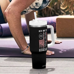 Ice Out No Human Is Illegal Tumbler With Handle Vintage Old 1776 US Flag TS10 Print Your Wear