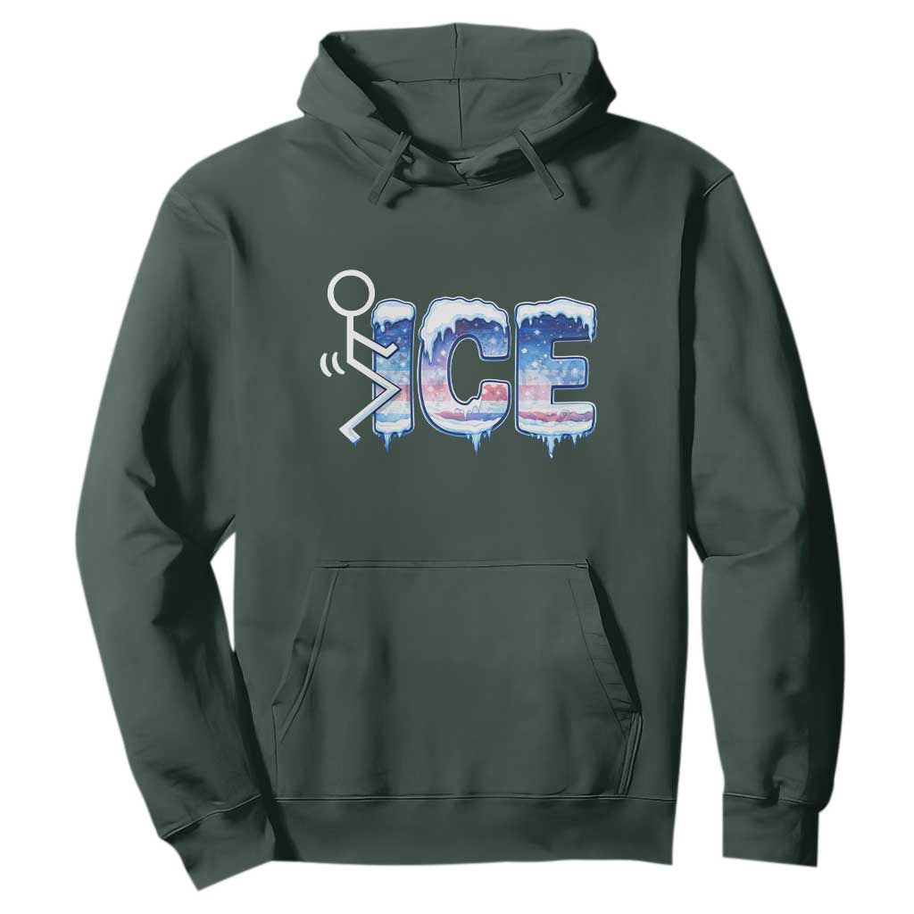 Fck Ice Hoodie Sarcastic Immigration Protest TS10 Dark Forest Green Print Your Wear