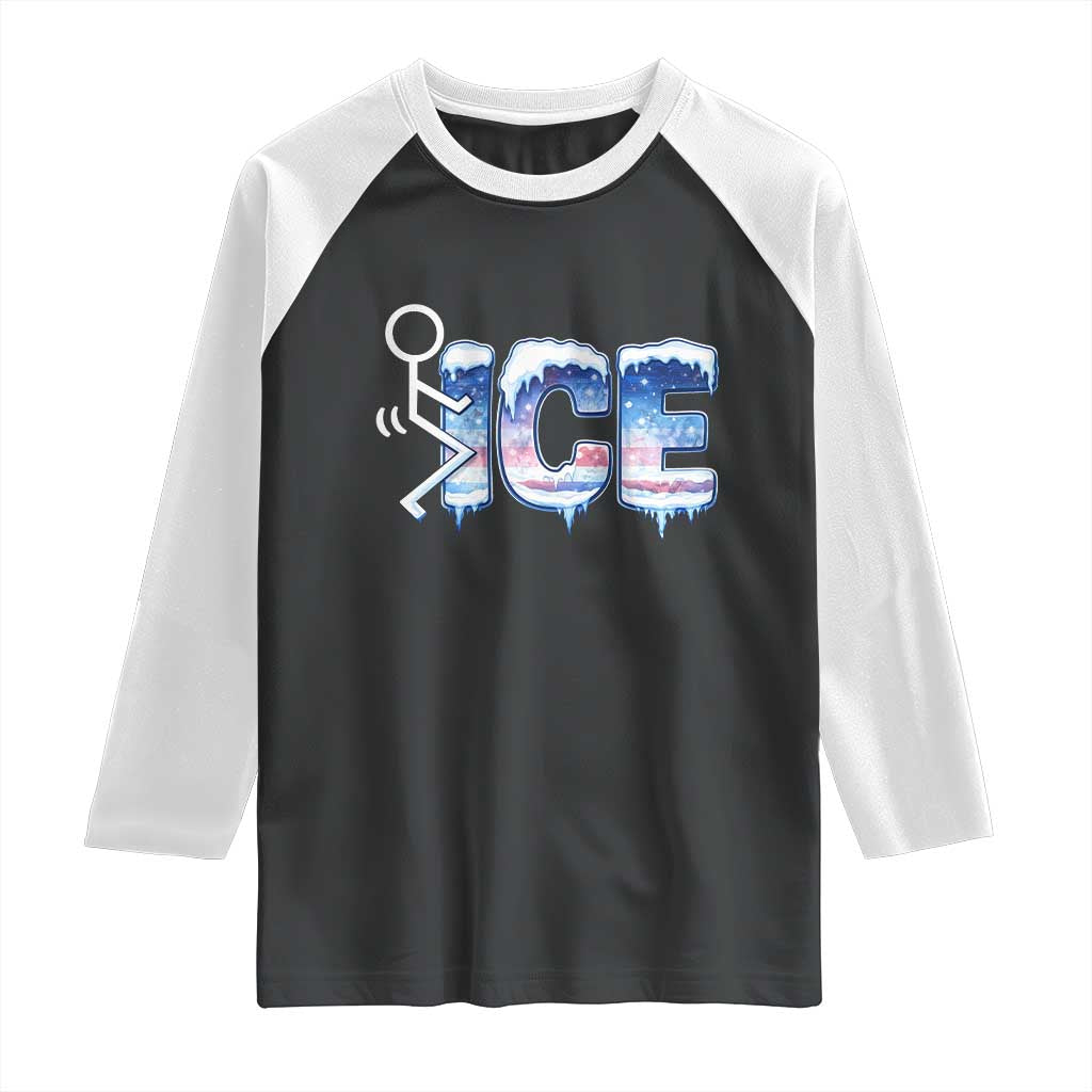 Fck Ice Raglan Shirt Sarcastic Immigration Protest TS10 Black White Print Your Wear