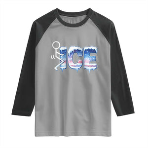 Fck Ice Raglan Shirt Sarcastic Immigration Protest TS10 Sport Gray Black Print Your Wear