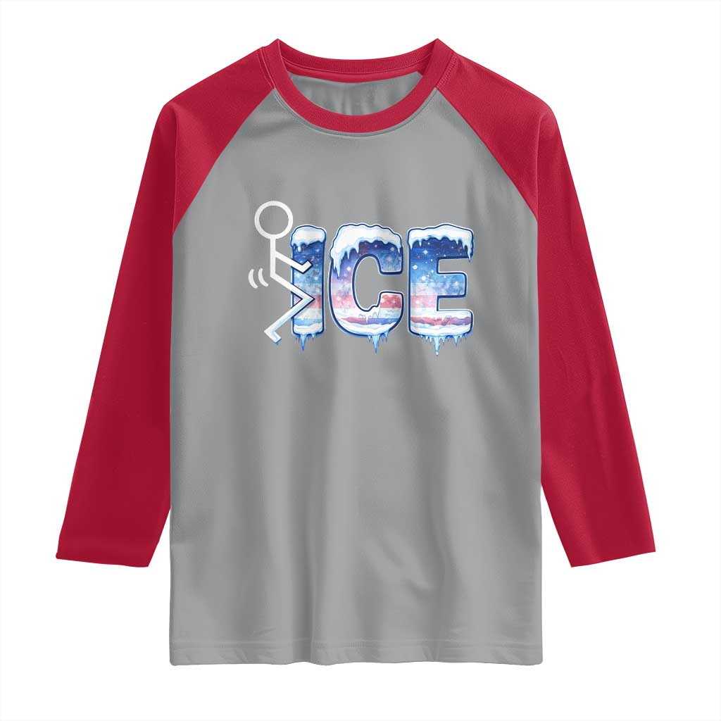 Fck Ice Raglan Shirt Sarcastic Immigration Protest TS10 Sport Gray Red Print Your Wear
