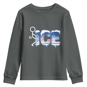 Fck Ice Youth Sweatshirt Sarcastic Immigration Protest TS10 Dark Heather Print Your Wear