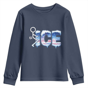 Fck Ice Youth Sweatshirt Sarcastic Immigration Protest TS10 Navy Print Your Wear