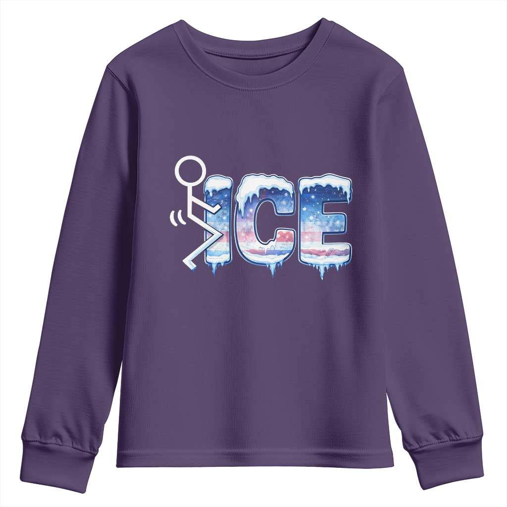 Fck Ice Youth Sweatshirt Sarcastic Immigration Protest TS10 Purple Print Your Wear
