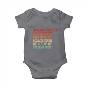 First They Came For The Immigrants Baby Onesie Retro Human Rights Protest TS10 Charcoal Print Your Wear