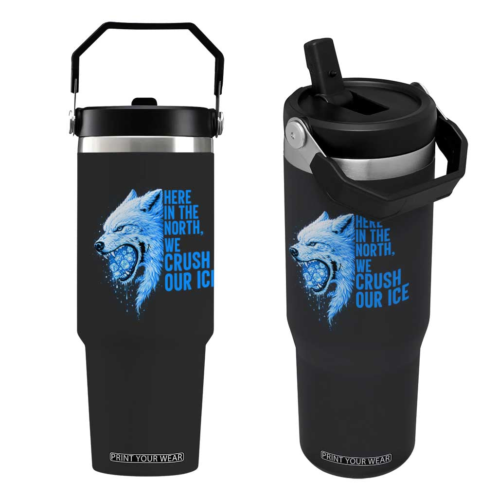 Crush Ice Flip Straw Tumbler Wolf Human Rights Protest TS10 One Size: 30 oz Black Print Your Wear