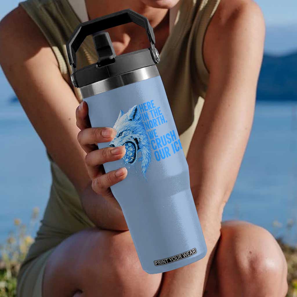 Crush Ice Flip Straw Tumbler Wolf Human Rights Protest TS10 One Size: 30 oz Light Blue Print Your Wear
