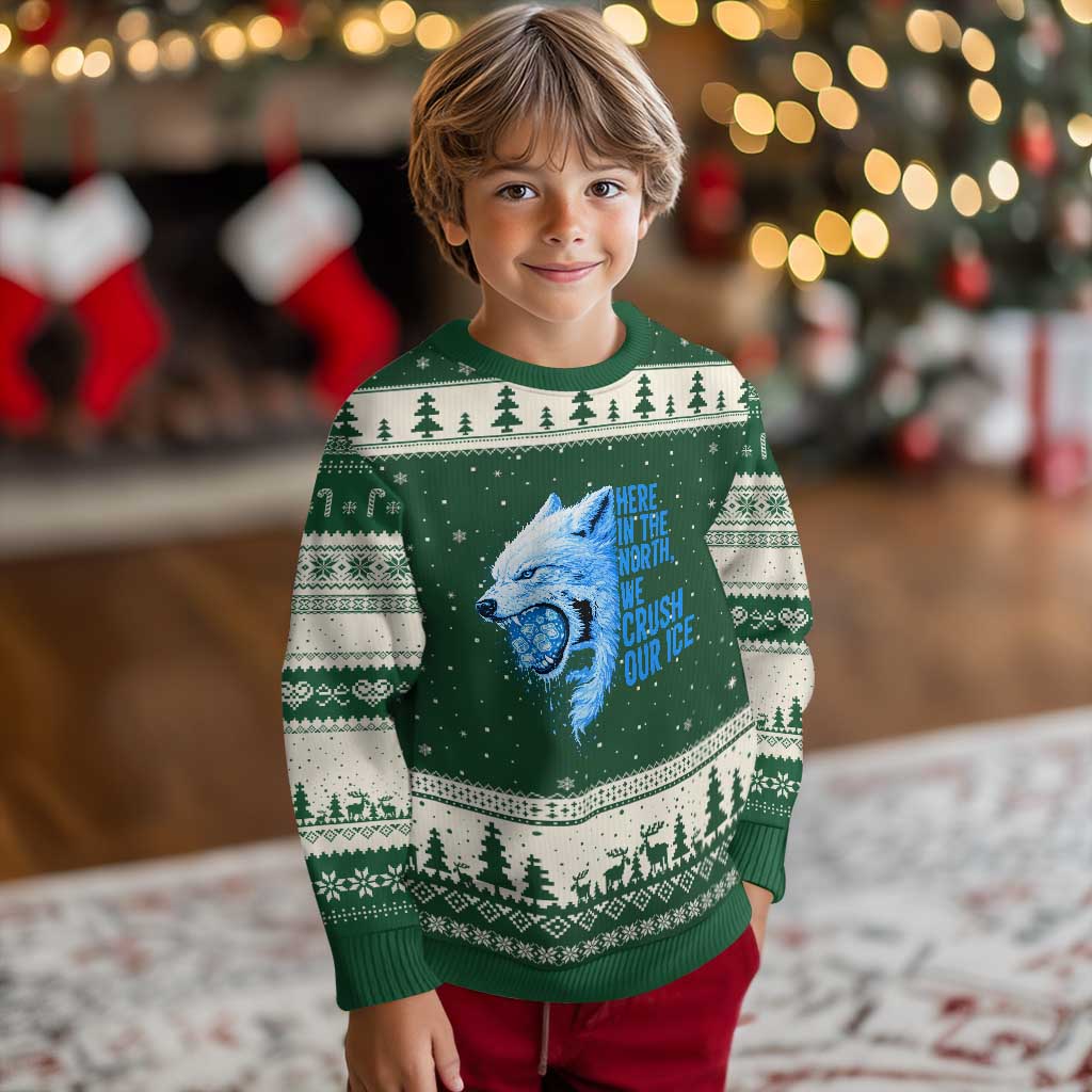 Crush Ice Ugly Christmas Sweater Wolf Human Rights Protest TS10 Forest Green Beige Print Your Wear