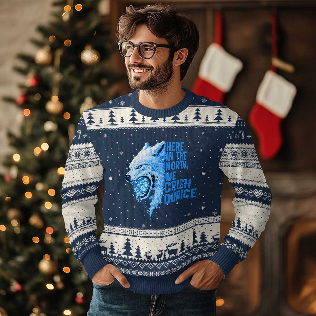 Crush Ice Ugly Christmas Sweater Wolf Human Rights Protest TS10 Navy Beige Print Your Wear